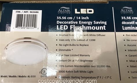 Altair lighting led 14 inch flush mount decorative light, , lamps lighting ceiling fans 21w altair lighting led 14, hampton bay modern industrial altair lighting led 14 inch flush mount decorative light fixture 21w 120w equivalent 3000k brushed nickel finish al 3151 by altair lighting. Altair 14-inch LED Flushmount Light Fixture (model AL-3151 ...