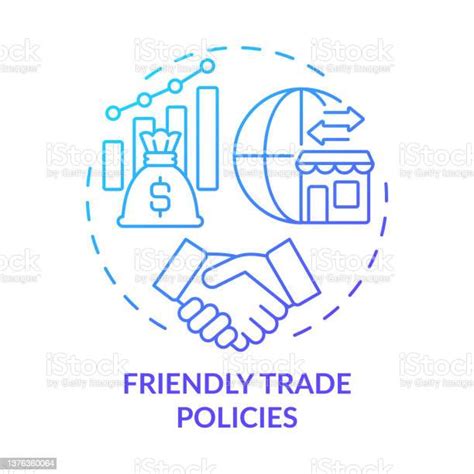Friendly Trade Policies Blue Gradient Concept Icon Stock Illustration