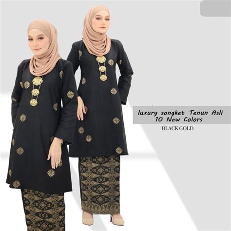 Baju Kurung Pahang Songket Tenun Bunga Gold Collection Tabur Exclusive