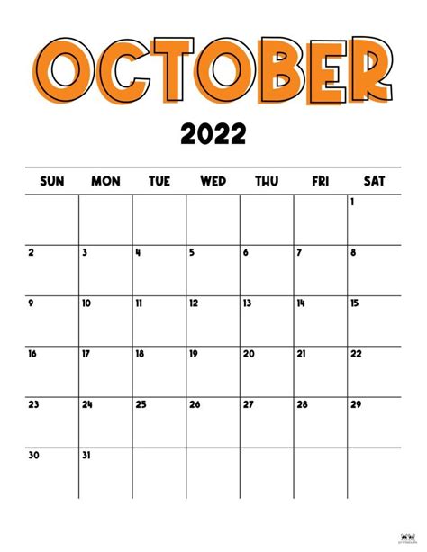 October 2022 Calendars 50 Free Printables Artofit