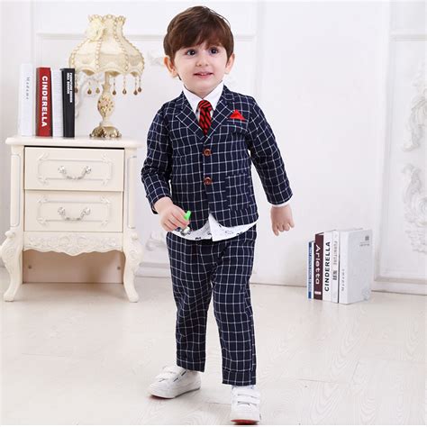 Kids Dresses For Boys Baby Boy Clothes 4t Set Children Plaid Suit