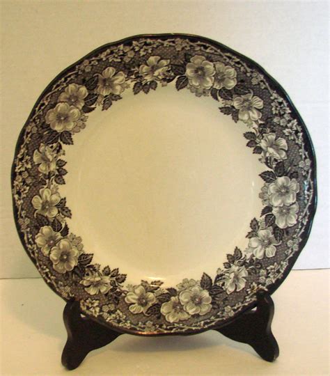 Ceramic dinner plates, tapas plates, dessert plates, cereal plates, hand painted, four lovely animal patterns, cats + lion + bird, porcelain dinnerware, novelty plates sets, 8вђќ inches. Wedgewood Malvern Pattern Black Floral on Rim, White Ctr ...