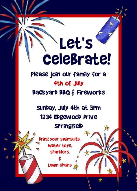 4th Of July Party Invitations Free Printable Free Printable Templates