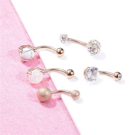 1Set Navel Belly Button Ring Barbell Rhinestone Crystal Ball Piercing