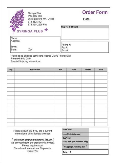 Wholesale Order Form Template Free Pdf