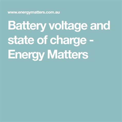 Deep Cycle Battery Voltage And State Of Charge Deep Cycle Battery