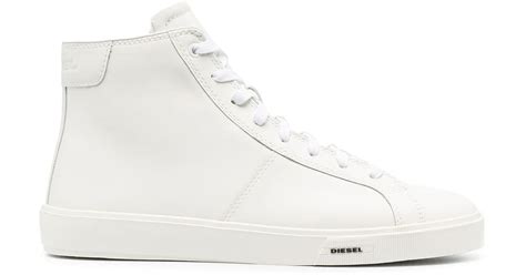 Diesel Leather High Top Sneakers In White For Men Lyst