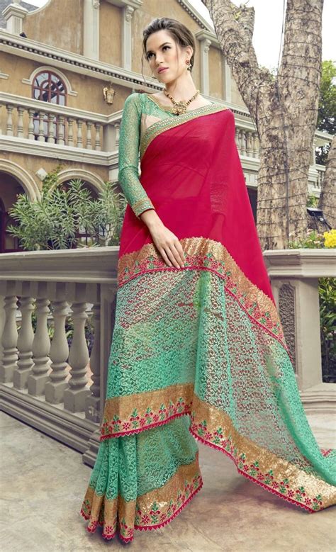 Party Wear Green Color Georgette Saree