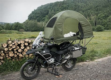 You can pull your bike right in and do a little maintenance or just keep it dry in a rainstorm. Mobed Motorcycle Mounted Tent