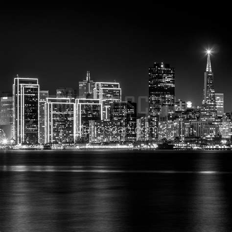 The Downtown San Francisco Skyline At Night Black And White Photography