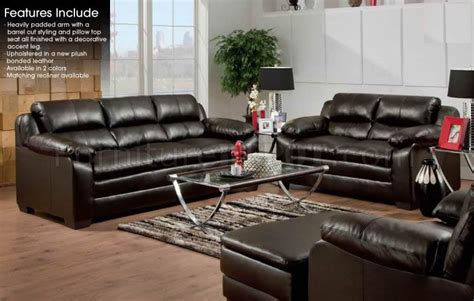 Espresso Bonded Leather Traditional Sofa And Loveseat Set