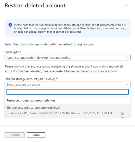 Recover A Deleted Storage Account Azure Storage Microsoft Learn