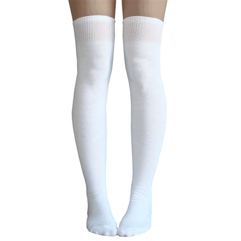 Solid White Thigh Highs White Thigh High Socks Long White Socks White Thigh Highs Thigh High