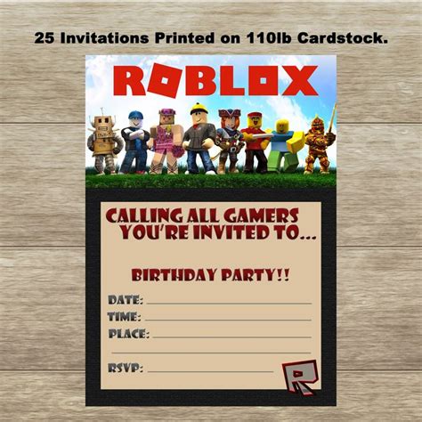 Roblox Fill In Birthday Invitations Quantity Of 25 No Envelopes