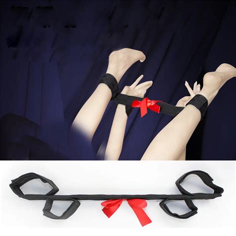 sex toys for woman men black nylon straps handcuffs shackle bow bondage for couples adult games