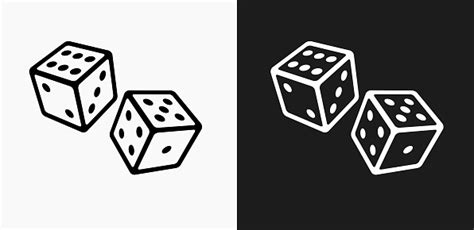Two Dice Icon On Black And White Vector Backgrounds Stock Illustration