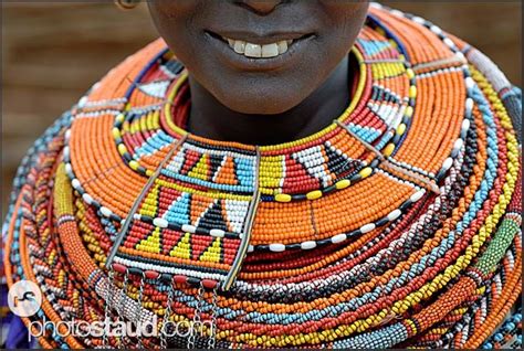 African Jewelry For Women Smiling Lips Of Samburu Woman With Elaborated Bead Necklaces Kenya