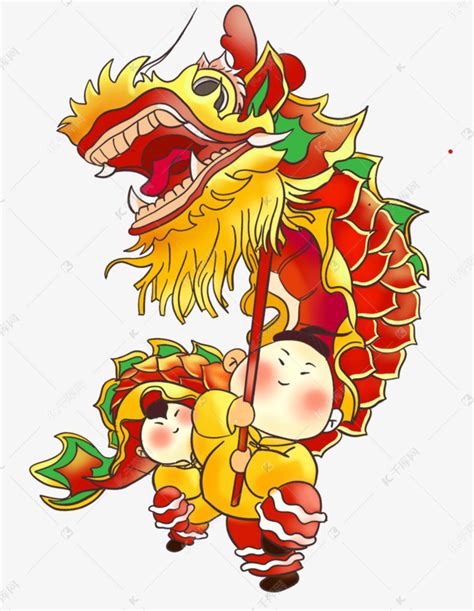 新年春节舞龙孩童素材图片免费下载 千库网