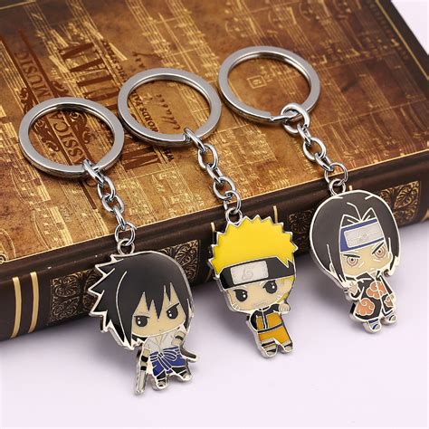 Naruto Figure Keychains Cartoon Uchiha Sasuke Itachi Metal Pendant