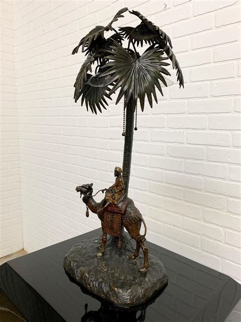 Austrian Cold Painted Bronze Orientalist Lamp Attributed To Bergman For