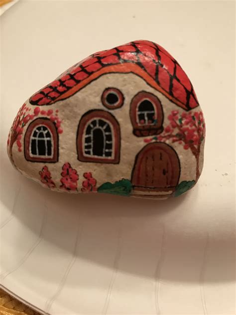Cottage | Rock crafts, Painted rocks, Bird house