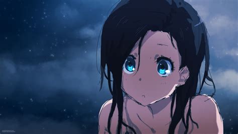 Anime Girls Long Hair Black Hair Topless Original Characters Blue