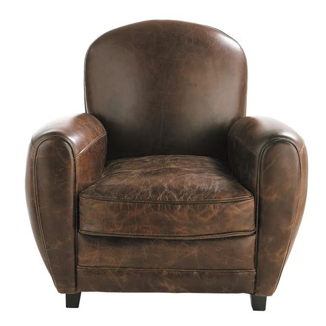 Leather Club Armchair In Brown Oxford Maisons Du Monde