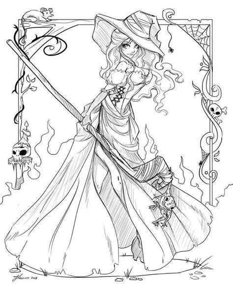 Get This Halloween Coloring Page For Adults Beautiful Witch 4btw