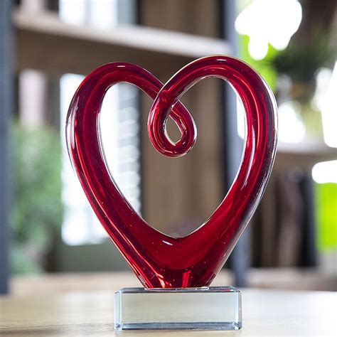 Murano Style Hand Blown Art Glass Heart Design Paperweight Blown Glass Paperweight Glass Art