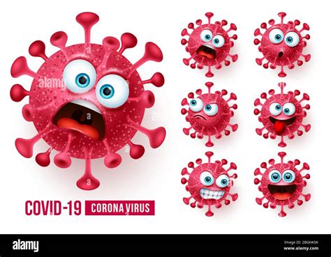 Conjunto De Vectores De Emojis Del Virus De La Corona Covid19 Covid 19