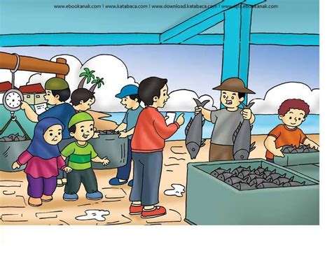 Gambar Kartun Orang Belanja Di Pasar