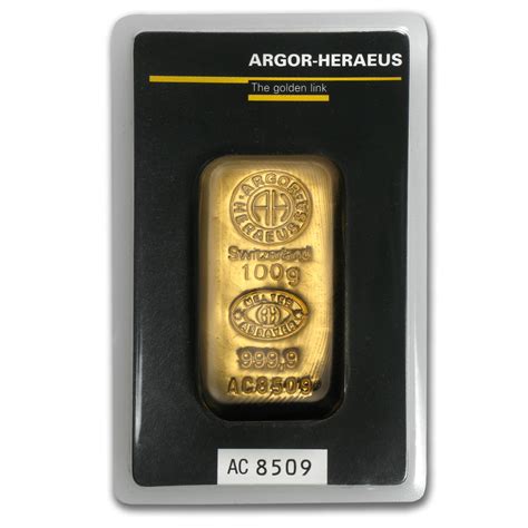 100 Gram Gold Bar Argor Heraeus