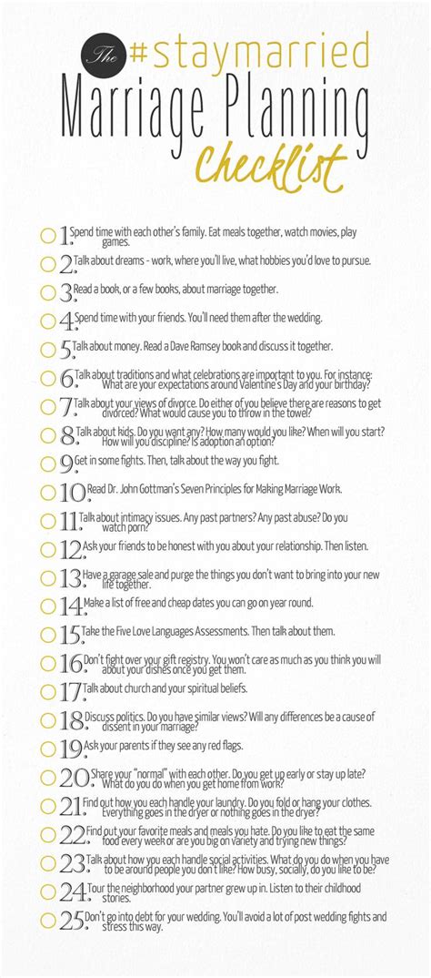 MarrigePlanningChecklist Wedding Checklist Healthy Marriage How To Plan