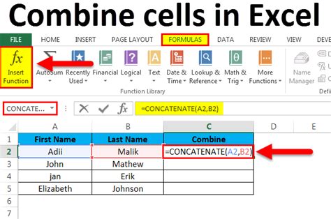 How To Merge Cells Combine Cells Contents In Excel Images