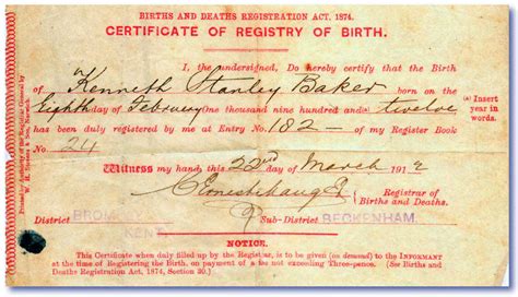 File1912 Birth Certificate Ken Baker Wikimedia Commons