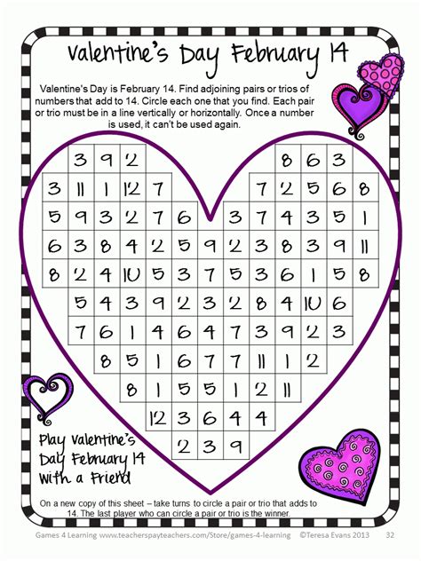Worksheets For Kids For Valentine S Day Free And Triply