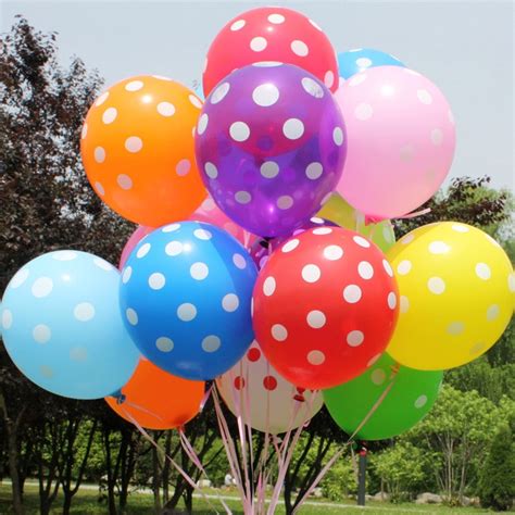 10pcslot Happy Birthday Balloon 12 Latex Polka Dot Balloon For Air