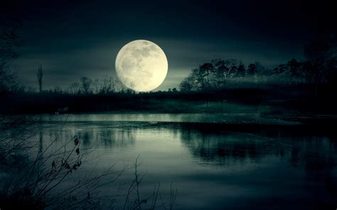 Full Moon Night Near Lake Wallpaper Hd Nature 4k Wallpapers Images
