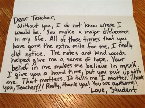 Short Thank You Note For Teacher Elrierilrowland