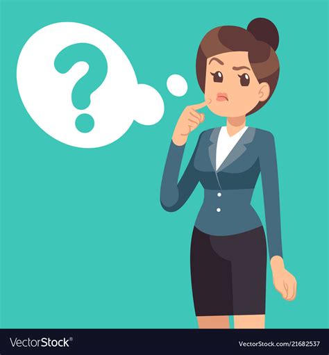 Confused Businesswoman Thinking Girl And Cloud Vector Image