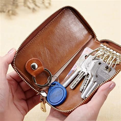 Men Genuine Leather Key Wallet Small Organizer Case Keychain Leather