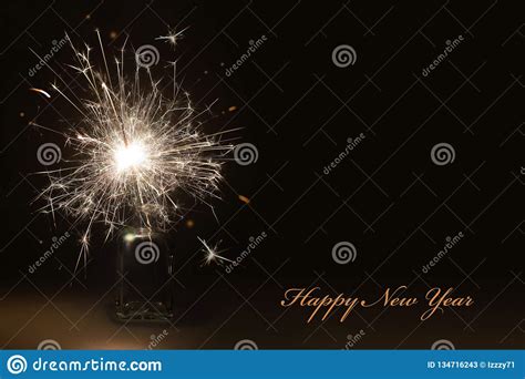 Happy New Year Card New Year Sparkler Stock Image Image Of Flame
