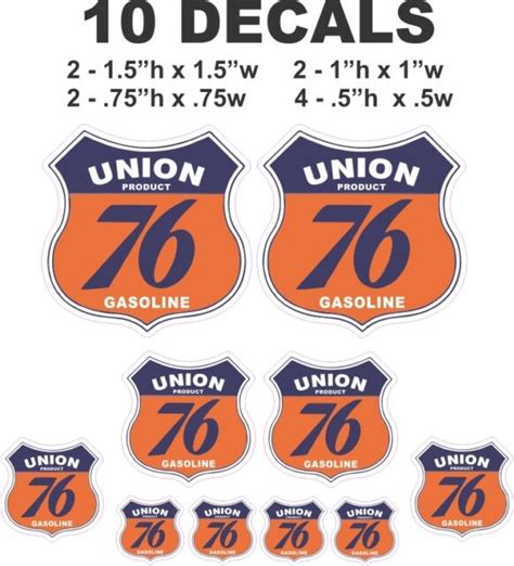 10 Union 76 Gasoline Shield Vinyl Decals Ebay