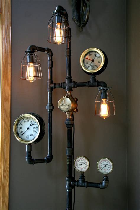 Ideas for diy steampunk lamps. Steampunk Industrial Steam Gauge Floor Lamp #60