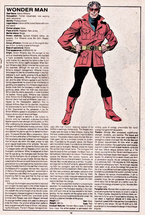 Wonder Man Marvel Comics Superheroes Marvel Comic Character