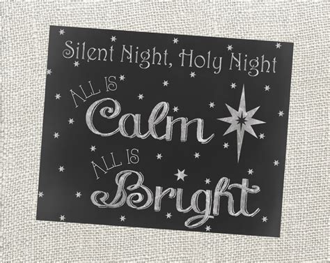 Silent Night Printable All Is Calm All Is Bright Christmas Sign Digital