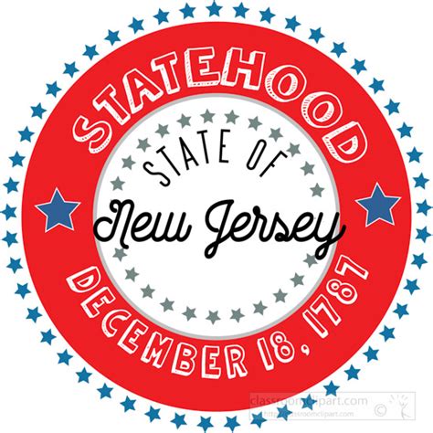 New Jersey State Clipart Date Of New Jersey Statehood Round Style