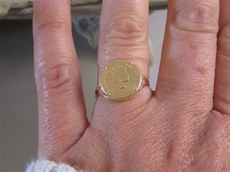 Gold Coin Ring Coin Ring Vintage Ring Signet Ring Etsy