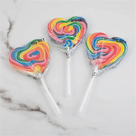 Giant Rainbow Swirl Heart Lollipops 24 Pack Candy Bar Sydney