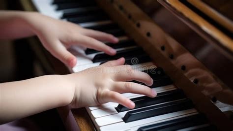 Child Hands Learning To Play The Piano Music School Generative Ai